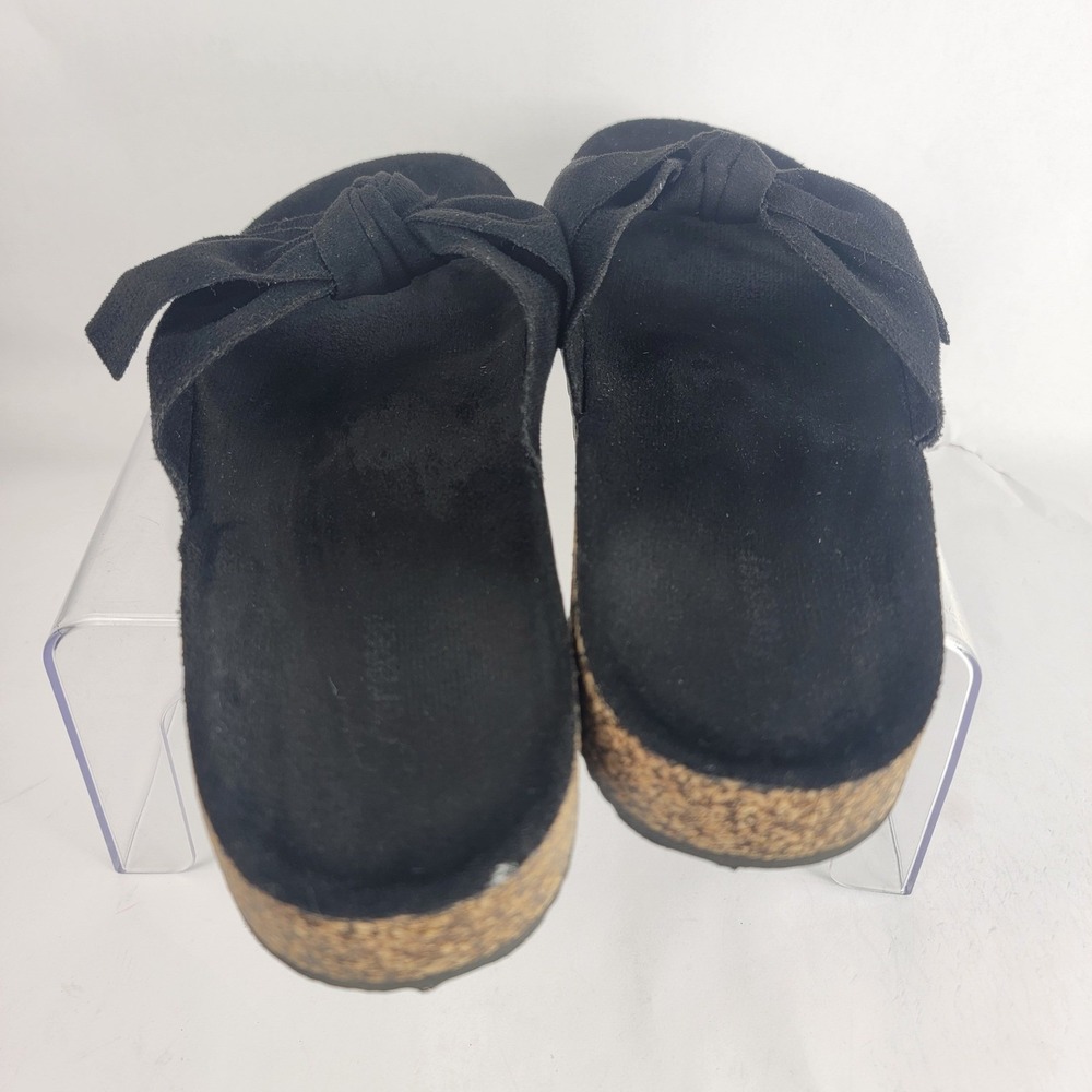 Forever Womens 9 Slip‎ On Slide Sandals Black Bow Casual Neutral Basic Boho - Picture 5 of 7